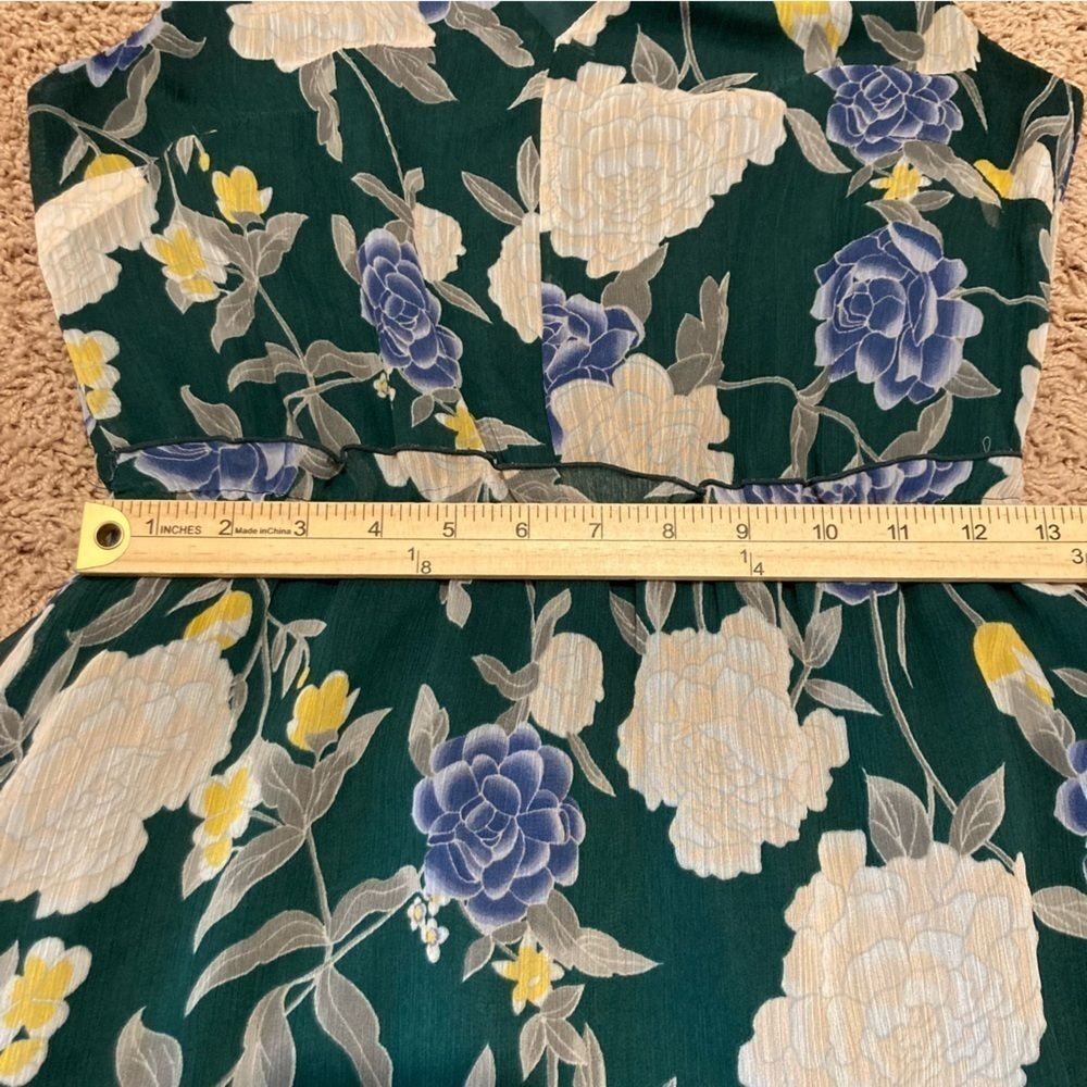 Merona Maxi Dress Womens XS Hunter Green Floral Sleeveless Dress Dark Green - Picture 8 of 10